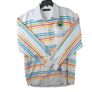 Coogie Men's Dress Shirt Size 3XL XXXL Long Sleeve White Bright Stripes